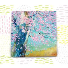 【一点物】『　さくら　』油絵　S４号　抽象画　油彩　絵画　原画