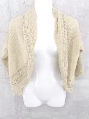 ◇ green label relaxing グリーンレーベルリラクシング UNITED ARROWS 七分袖 カーディガン ベージュ系 * 1002799858779 【中古】 【1002799858779】