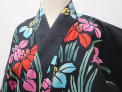 【一輝堂】リサイクル着物 浴衣 コーマ地 花文 身丈約146.5cm 裄丈約60cm 25z08-4423