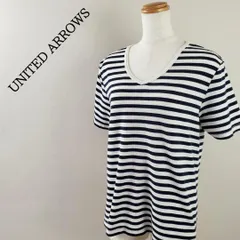 アデイインザライフ ユナイテッドアローズ Vネック 半袖ボーダーカットソー M