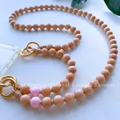 3WAY☆HUSH☆ウッド ビーズ スマホ ショルダー ネック ハンド ストラップ バッグ ウォレット チェーン 天然 木 製 携帯 ショルダー 木のビーズ ストラップ キー ホルダー チェーン メガネ ストラップ ブランケットクリップ KASUGAR