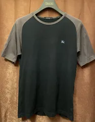 MADE IN JAPAN製 BURBERRY BLACK LABEL 半袖ラグランTシャツ ブラック×グレー 2サイズ