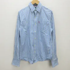 D■アバクロンビー&フィッチ/Abercrombie&Fitch ストライプ柄 長袖BDシャツ【M】水色/MENS■179【中古
