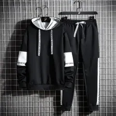 ☆ ブラック ☆ 2XL ☆ ジャージ 男女兼用 フード付き 上下セット ジャージ 上下セット 男女兼用 メンズ レディース セットアップ おしゃれ 長袖 ロングパンツ ルームウェア 部屋着 パーカー トレーナー フード付き ゆったり カップル お揃い
