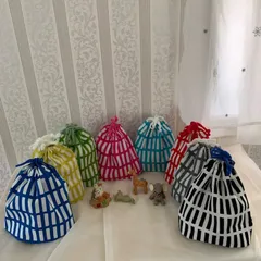両紐巾着　北欧柄　コップ袋　給食袋