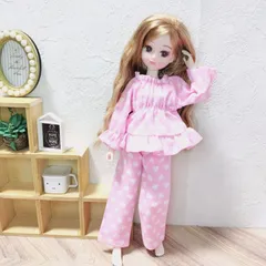 【48】パジャマ上下セット ハート柄 ピンク 白 リカちゃん 服