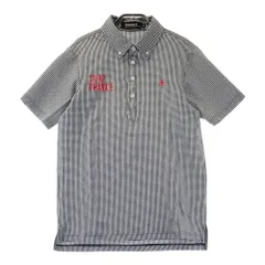 サイズ：M LE COQ GOLF ルコックゴルフ  シアサッカー 半袖ポロシャツ ボタンダウン ギンガムチェック柄 ブラック系 [240101314450]# ゴルフウェア メンズ ストスト