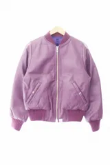 アベイシングエイプ A BATHING APE リバーシブル レザー ダウン ボンバー ジャケット S 紫 パープル ブランド古着ベクトル 中古●241027のサムネイル