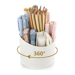新品 DoocliB ペン立て 360度回転 ペンホルダー ペンスタンド 大容量 ぺんたて 7グリード分類鉛筆たて 多機能 文房具収納ボックス 化粧品 家庭生活用 収納ボックス オフ（ホワイト）