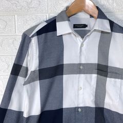 ブラックレーベルクレストブリッジ　ホワイト　ネイビー　チェック　長袖シャツ
