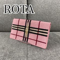 ROTA ロータ 長財布 スティングレイ エイ革 タイ ピンク チェック