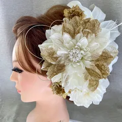 ホワイト　和装髪飾り　白無垢髪飾り　成人式髪飾り　結婚式髪飾り　ウェディング髪飾り　花嫁髪飾り　ラメ加工