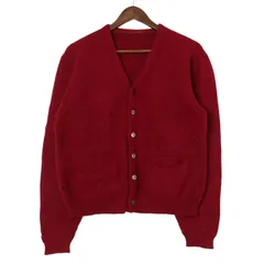 70年代 ウール モヘア ニット カーディガン ヴィンテージ ワインレッド (メンズ M相当) 中古 古着 A2890