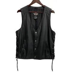 ハーレーダビッドソン HARLEY DAVIDSON レザーベスト ベスト ブラック Sサイズ 201MT-3960 VB