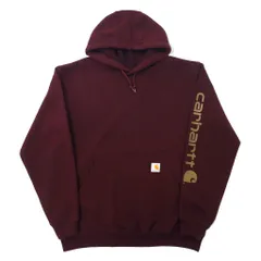 Carhartt ルーズフィット プルオーバーパーカー M ボルドー コットン 裏起毛 袖ロゴ MIDWEIGHT HOODED LOGO SWEATSHIRT K288 ホンジュラス製