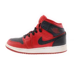 NIKE (ナイキ) GS AIR JORDAN 1 MID Reverse Bred ウィメンズ エアジョーダン 1 リバースブレッド ミッドカットスニーカー ブラック/レッド US3.5Y/22.5cm 554725-660