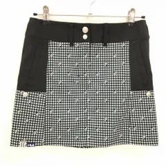 【超美品】フィラゴルフ スカート 白×黒 チェック柄 レディース M ゴルフウェア FILA GOLF