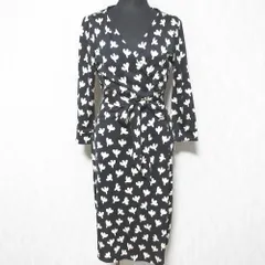 良品 Diane von Furstenberg ダイアンフォンファステンバーグ シルクジャージー ラップワンピース サイズ4 ブラック レディース 古着 中古 USED