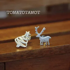 クリスマスに★ツリーとトナカイのピアス silver925 A-057