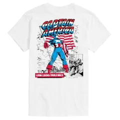 【送料無料】 マーベル メンズ Tシャツ トップス Men's Captain America Flag Comic Retro Graphic Tee White