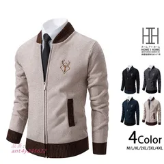 カーディガン メンズ ニット セーター ジップアップ ワンポイント トップス ローゲージ 紳士服 リブ編み 秋冬 リブニット ant4y245622
