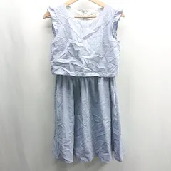 ◇ ⊂ earth music&ecology コットン系 ノースリーブ 膝下 ワンピース サイズM ライトブルー系 レディース E  【1409100066951】