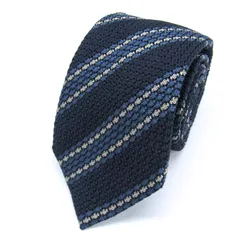 ヒルトン ブランド ネクタイ ストライプ柄 格子柄 グラデーション シルク イタリア製 PO メンズ ネイビー HILTON 【中古】