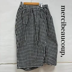 mercibeaucoup, メルシーボークー パンツ サルエルパンツ ギンガムチェック 変形 アシンメトリー ワイド イージー サルエルパンツ ウエストゴム