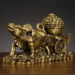 牛 牛舎 うし 元宝 アンティークゴールド 置物 オブジェ インテリア オフィス 玄関 恋愛運 開運 お守り 魔除け 幸運 金運 健康運 インテリア リビング 精密細工 縁起物 運勢アップ