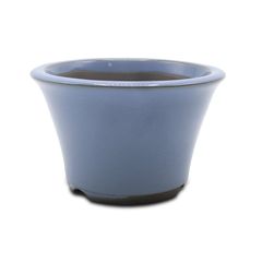 【未使用】盆栽鉢 4号 丸反型鉢 水色 均窯釉 瀬戸焼 深型 陶器 観葉植物 アガベ 塊根 多肉 サボテン 雑木 約13センチ 小品 小さい 植木鉢 苔 うめきち盆栽用品店