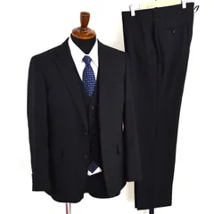 美品 パーソンズ フォーメン 3ピース 2つボタン シングルスーツ M AB4 ブラック ストライプ ノータック H18X6079 合物 春夏秋  5XH055 【送料無料】【中古】【メンズビジネス】202508