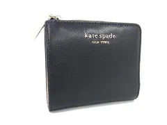 ■美品■ kate spade ケイトスペード レザー 二つ折り 財布 ウォレット 札入れ 小銭入れ カード入れ レディース ブラック系 DI2592