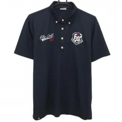 【超美品】フィラゴルフ 半袖ポロシャツ ネイビー 千鳥格子 ボタンダウン メンズ LL ゴルフウェア FILA GOLF