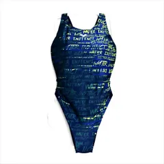 ●SE3H18☆arenaアリーナ競泳水着 XLサイズ 大きいサイズ 紺黄緑 英字 オープンバック スタイリッシュ レディース 練習用水着 フィットネスジムプール ワンピース■