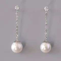 ピアス　パール　シンプル　キュービックジルコニア　ぶら下がり　30代 40代 50代 60代　プレゼント