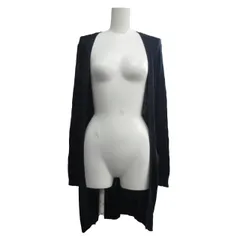 ラルフローレン RALPH LAUREN 美品 シルク100％ ロングカーディガン ガウン ケーブル編み 紺 ネイビー S IBO70