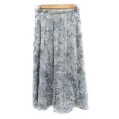 ナチュラルビューティーベーシック NATURAL BEAUTY BASIC フレアスカート ギャザースカート ロング丈 マキシ丈 花柄 M マルチカラー ライトブルー /YK13