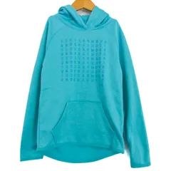 アンダーアーマー パーカー フーディ 長袖 裏起毛 スポーツウエア  トップス キッズ 男の子用 YSMサイズ 水色系 UNDER ARMOUR 【中古】