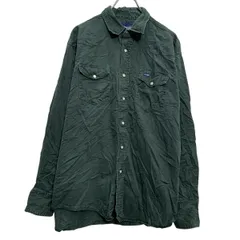 Wrangler 長袖 無地シャツ XL グリーン ラングラー スナップボタン ビッグサイズ 胸ポケット シンプル 古着卸 アメリカ仕入 a702-7073のサムネイル