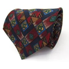 ピエールカルダン ブランド ネクタイ 小紋柄 格子柄 幾何学模様 PO  メンズ ネイビー Pierre Cardin 【中古】