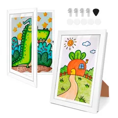 新品 YTOPRO 2個セット アートフレーム 子供の絵 a4額縁 壁掛け ポスター フォトフレーム アートパネル 写真立て 50～150枚 子供の絵を飾る 大容量収納 額縁 マグネット扉付き インテリア ディスプレイフレーム 自立可能・横縦兼用 (卓上壁掛け