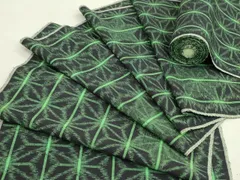 平和屋着物▼紬　反物　麻の葉文様　縞　着尺　逸品　未使用　CAAQ8272ju
