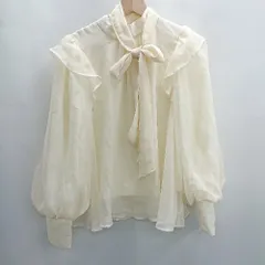 ◇ ⊂ one after another NICE CLAUP シアー シースルー 透け感 長袖 ブラウス サイズF アイボリー レディース E  【1503050042710】