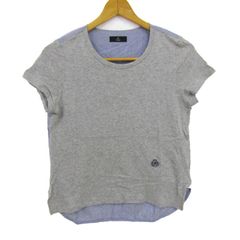イネド カットソー シャツ トップス 半袖 ストライプ柄 日本製 レディース 9サイズ グレー INED 【中古】