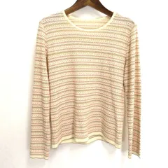 #a ロシャス Rochas レリアン Leilian ニット セーター 9号 ピンク系 ベージュ オフホワイト ボーダー ラメ 日本製 [963021] k01