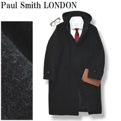 【上質】 ポールスミス ロンドン Paul Smith LONDON アルパカ混 メルトンウール ロング フーデッド バルマカーンコート オーバーコート ステンカラーコート M ダークグレー メンズ