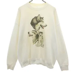 フルーツオブザルーム 90s オールド 長袖 トレーナー XL ホワイト FRUIT OF THE LOOM スウェット 裏起毛 メンズ 古着 【240201】