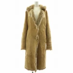 バーニーズニューヨーク BARNEYS NEW YORK ファーコート ムートンコート チェスターコート ロング 腰ベルト ラムレザー 羊革 スウェード ベージュ /MP ■GY18のサムネイル