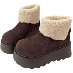 ☆ ダークブラウン ☆ 37(23.0cm) ☆ ショートブーツ シューズ 厚底 ショートブーツ シューズ 厚底 ブーツ ムートンブーツ ボアシューズ レディースブーツ レディースシューズ ショート 厚底シューズ 厚底ブーツ 厚底ショートブーツ 靴 くつ