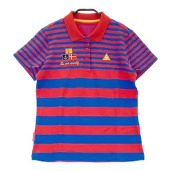 サイズ：L LE COQ GOLF ルコックゴルフ  半袖ポロシャツ ボーダー柄 レッド系 [240101387493]# ゴルフウェア レディース ストスト